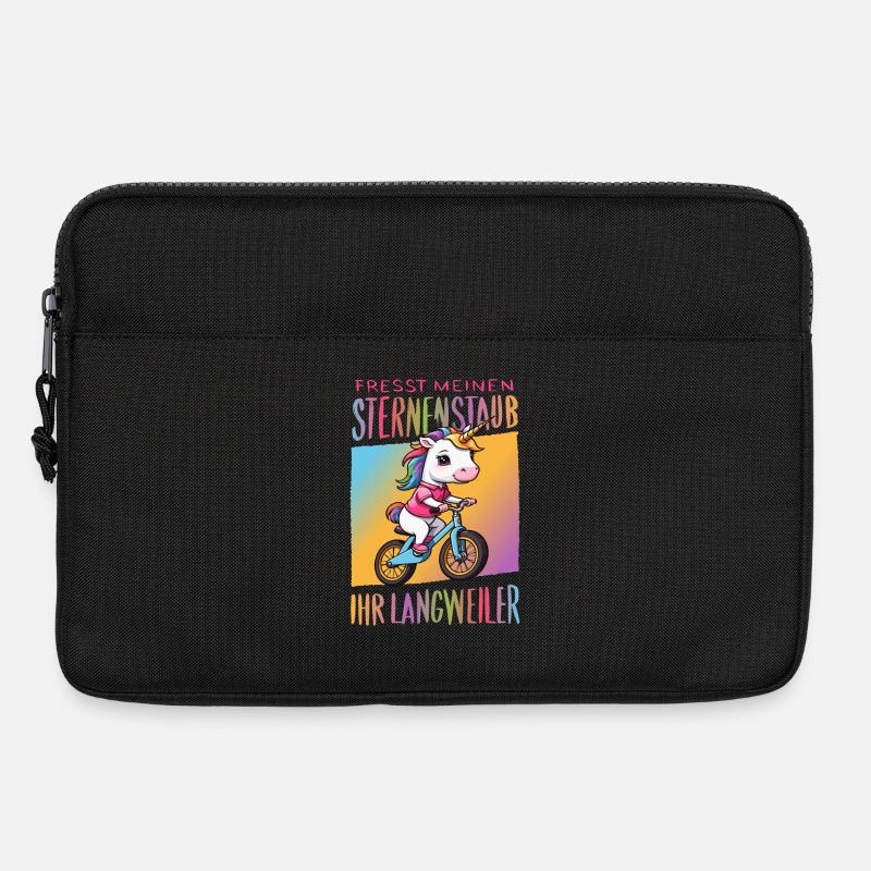 Süßes Einhorn auf Fahrrad - Laptoptasche 13" - Schwarz