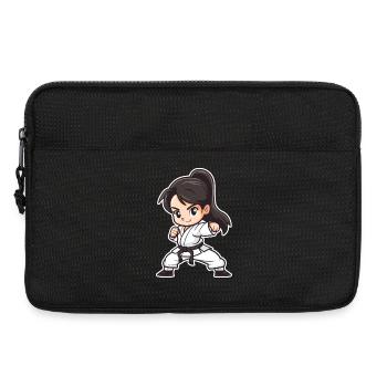 Karate Mädchen Cartoon Stil - Laptoptasche 13" - Schwarz - Vorne