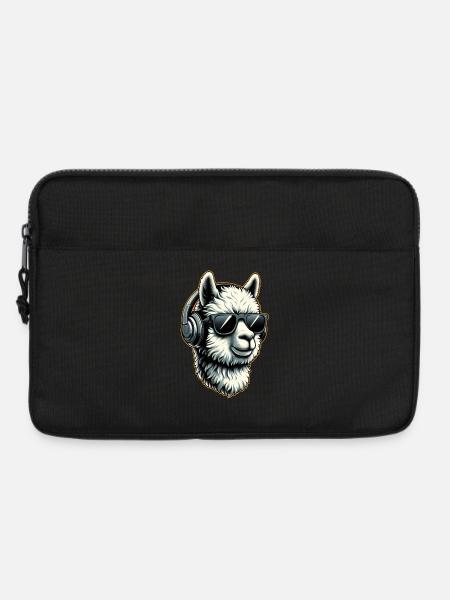 Alpaka Lama mit Kopfhörern und Sonnenbrille - Laptoptasche 13" - Schwarz