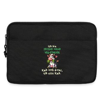 Second Hand Vegetarier – Lustiges Kuh-Design - Laptoptasche 13" - Schwarz - Vorne
