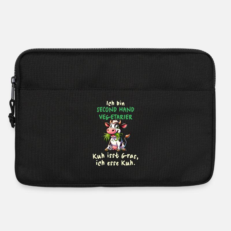 Second Hand Vegetarier – Lustiges Kuh-Design - Laptoptasche 13" - Schwarz