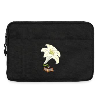 Lilie als Grammophon – Nostalgisches Blumendesign - Laptoptasche 13" - Schwarz - Vorne