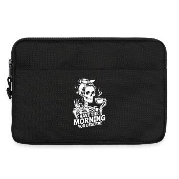 Coffee Kick Skeleton Morning Ritual - Laptop bag 13" - black - Front