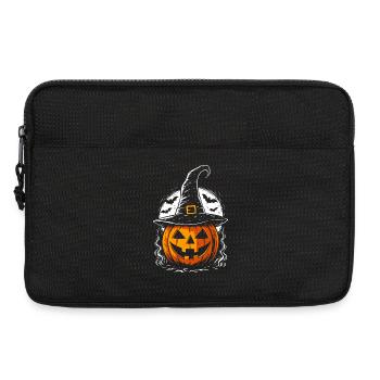 Citrouille effrayante avec chapeau de sorcière et pleine lune - Sacoche pour ordinateur portable 13 pouces - noir - Devant