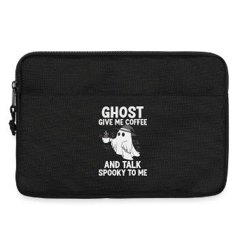 Motif humoristique et effrayant avec un café fantôme - Sacoche pour ordinateur portable 13 pouces - noir - Devant