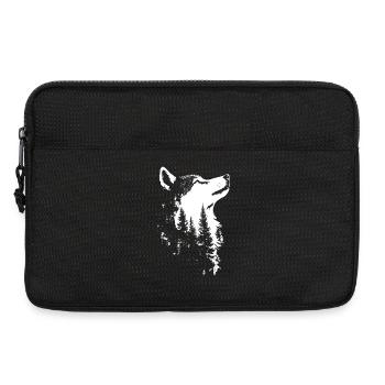 Silhouette de forêt de loups nordiques - Sacoche pour ordinateur portable 13 pouces - noir - Devant
