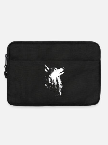 Nordischer Wolf Wald Silhouette - Laptoptasche 13" - Schwarz