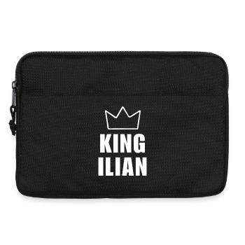 Nom d'Ilian avec la lettre I - T-shirt King Crown - Sacoche pour ordinateur portable 13 pouces - noir - Devant