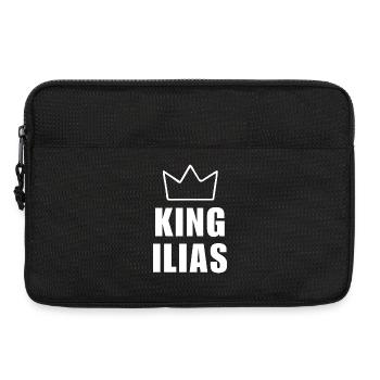 Nom d'Ilias avec la lettre I - T-shirt King Crown - Sacoche pour ordinateur portable 13 pouces - noir - Devant