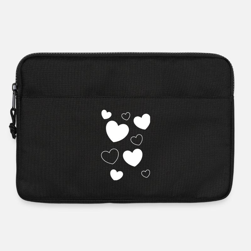 Herz weiß weißes Herz Muster Geschenk Valentinstag - Laptoptasche 13" - Schwarz