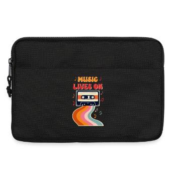 Retro Cassette Tape Shirt – Music Lives On Vintage - Laptop bag 13" - black - Front