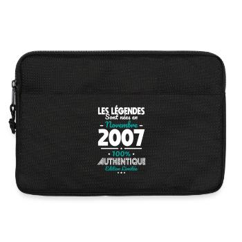 Anniversaire 18 ans - Légendes nées Novembre 2007 - Sacoche pour ordinateur portable 13 pouces - noir - Devant
