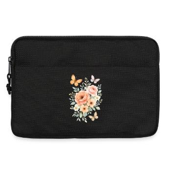 Watercolor flower magic with butterflies - Laptop bag 13" - black - Front
