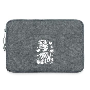 Motif squelette du matin câlin - Sacoche pour ordinateur portable 13 pouces - gris chiné - Devant