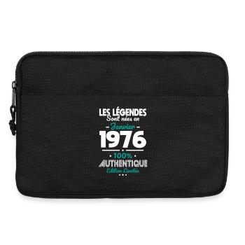 Anniversaire 50 ans - Légendes nées Janvier 1976 - Sacoche pour ordinateur portable 13 pouces - noir - Devant