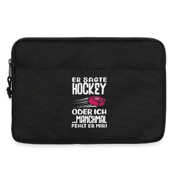 Cadeau drôle de joueur de hockey - Sacoche pour ordinateur portable 13 pouces - noir - Devant