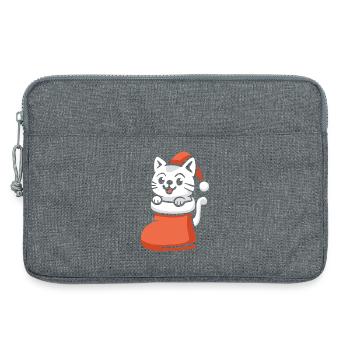 Cute Christmas Cat in Stocking Cartoon - Laptop bag 13" - heather grey - Front