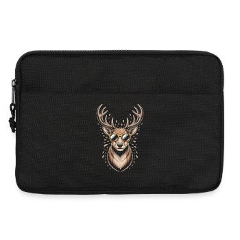 Deer with antlers and sunglasses - Laptop bag 13" - black - Front