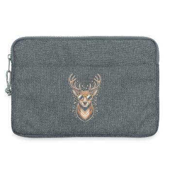 Cerf avec bois et lunettes de soleil - Sacoche pour ordinateur portable 13 pouces - gris chiné - Devant