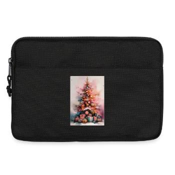 Pastel Watercolor Christmas Tree - Laptop bag 13" - black - Front