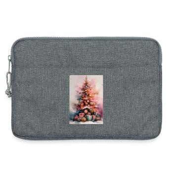 Pastellfarbener Aquarell-Weihnachtsbaum - Laptoptasche 13" - Grau meliert - Vorne