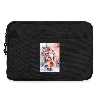 Christmas Watercolor: Santa and Packages - Laptop bag 13" - black - Front