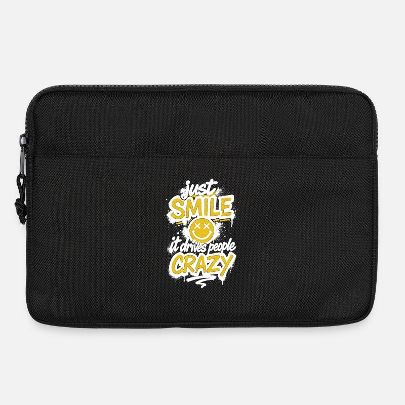 Just Smile – Crazy Graffiti Spruch - Laptoptasche 13" - Schwarz