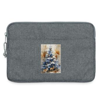 Blauer Weihnachtsbaum und Hirsch - Laptoptasche 13" - Grau meliert - Vorne