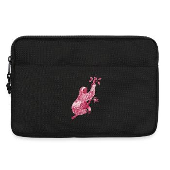 Sloth with Red Floral Print – Line Art - Laptop bag 13" - black - Front