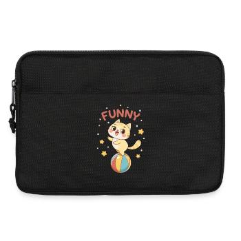 Kawaii-Kätzchen auf einem bunten Ball - Laptoptasche 13" - Schwarz - Vorne
