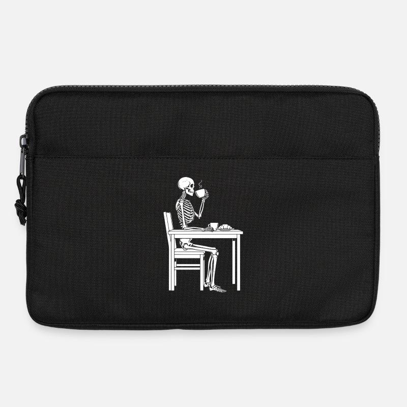Skelett-Kaffeepause - Laptoptasche 13" - Schwarz