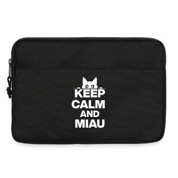 KEEP CALM AND MEOW! CAT LOVER CATLOVER white - Laptop bag 13" - black - Front