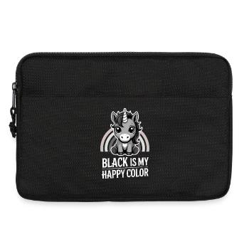 Grauer Einhorn-Regenbogen: Schwarz ist meine fröhliche Farbe - Laptoptasche 13" - Schwarz - Vorne