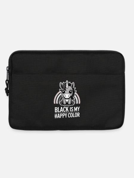 Grauer Einhorn-Regenbogen: Schwarz ist meine fröhliche Farbe - Laptoptasche 13" - Schwarz