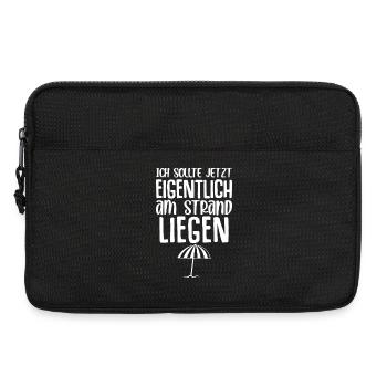 Ich sollte jetzt eigentlich am Strand liegen - Laptoptasche 13" - Schwarz - Vorne