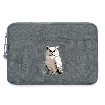 Owl portrait with serious facial expressions - Laptop bag 13" - heather grey - Front