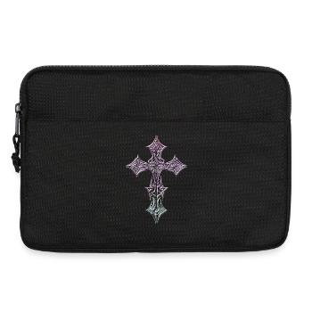 Verziertes filigranes Quergefälle - Laptoptasche 13" - Schwarz - Vorne