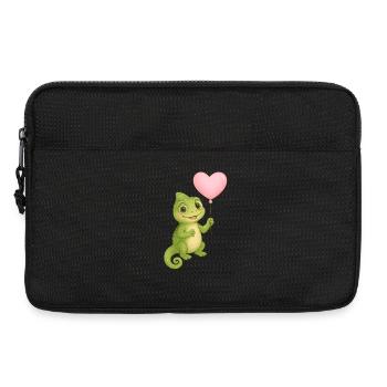 Petit caméléon avec un ballon en forme de cœur - Sacoche pour ordinateur portable 13 pouces - noir - Devant
