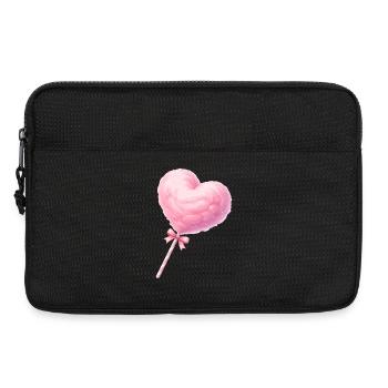 Rosa Zuckerwatte Herz Illustration   - Laptoptasche 13" - Schwarz - Vorne