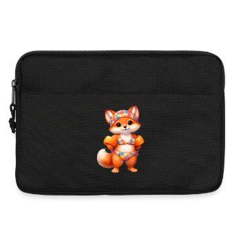 Cute fox in summer outfit - Laptop bag 13" - black - Front