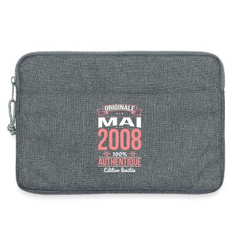 Anniversaire 18 ans - Originale - Mai 2008 - Sacoche pour ordinateur portable 13 pouces - gris chiné - Devant