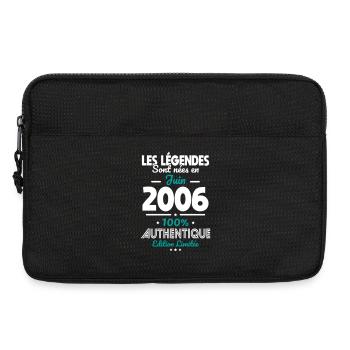 Anniversaire 20 ans - Légendes nées Juin 2006 - Sacoche pour ordinateur portable 13 pouces - noir - Devant