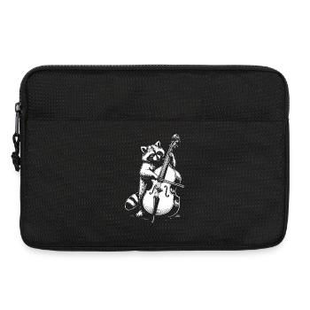 Raccoon joue de la contrebasse - Sacoche pour ordinateur portable 13 pouces - noir - Devant