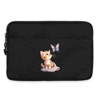 Kawaii Curious Chatten et Papillon 🐱🦋 - Sacoche pour ordinateur portable 13 pouces - noir - Devant