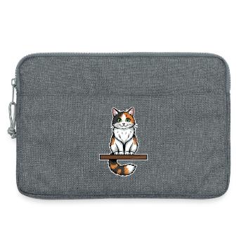 Cute Calico Cat Sitting Vintage Portrait - Laptop bag 13" - heather grey - Front