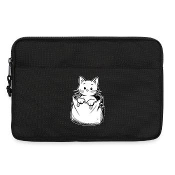 Kitten in a pouch illustration - Laptop bag 13" - black - Front