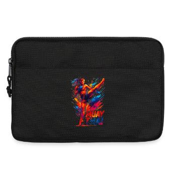 Muay Thai Kick: Abstrakte Boxerin Grafik Geschenk - Laptoptasche 13" - Schwarz - Vorne