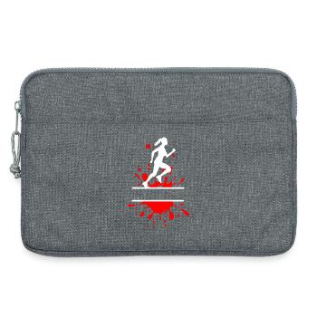 Femme Course dans la boue – Coureuse d’éclaboussures - Sacoche pour ordinateur portable 13 pouces - gris chiné - Devant