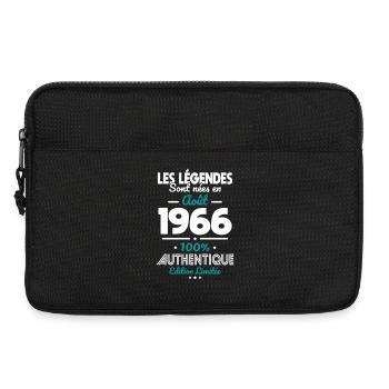 Anniversaire 60 ans - Légendes nées Août 1966 - Sacoche pour ordinateur portable 13 pouces - noir - Devant