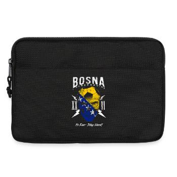 BOSNIEN Bosna Fußball Fan Totenkopf Flagge - Laptoptasche 13" - Schwarz - Vorne